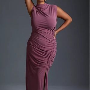 Anthropologie Maya Ruched Cowl Neck Dress (Cupro)